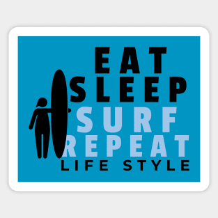 Eat Sleep Surf Repeat Surfing Shirt Sticker